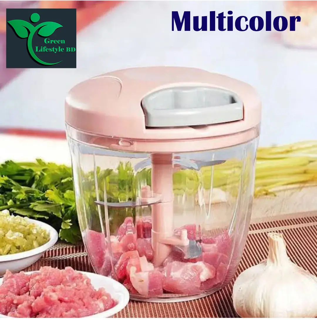 Picture of Hand Held Garlic Chopper Vegetable Cutter Slicer Fruit Crusher - 900/500ML Stainless Steel Kitchen Gadget for Meat, Vegetables & Fruit Crusher
