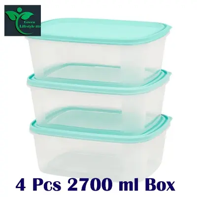Picture of 1600/2700ml 4Pcs Food Storage Container Stackable Food Prep Container with Lid, Airtight BPA-Free, Microwave, Freezer & Dishwasher Safe