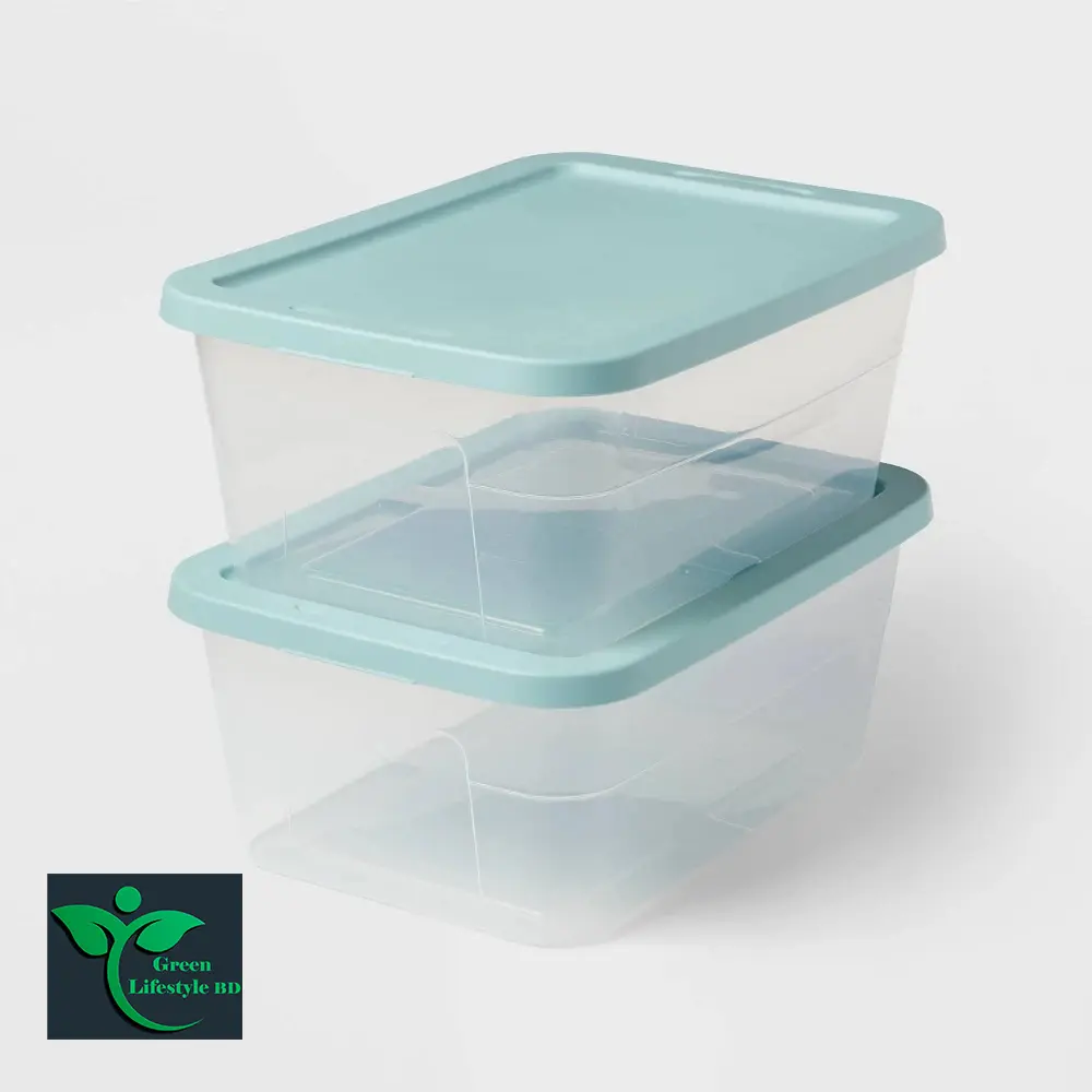 Picture of 1600/2700ml 4Pcs Food Storage Container Stackable Food Prep Container with Lid, Airtight BPA-Free, Microwave, Freezer & Dishwasher Safe