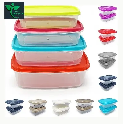 Picture of 1600/2700ml 4Pcs Food Storage Container Stackable Food Prep Container with Lid, Airtight BPA-Free, Microwave, Freezer & Dishwasher Safe