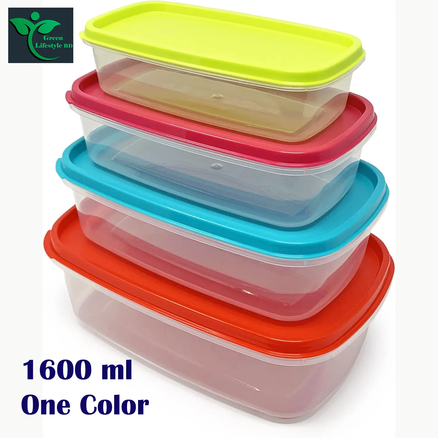 Picture of 1600/2700ml 4Pcs Food Storage Container Stackable Food Prep Container with Lid, Airtight BPA-Free, Microwave, Freezer & Dishwasher Safe