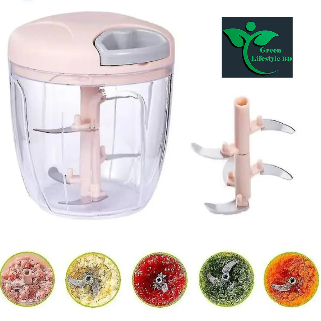Picture of Manual Garlic Chopper Vegetable Cutter Slicer Fruit Crusher - 900/500ML Stainless Steel Kitchen Gadget for Meat, Vegetables & Fruit Crusher