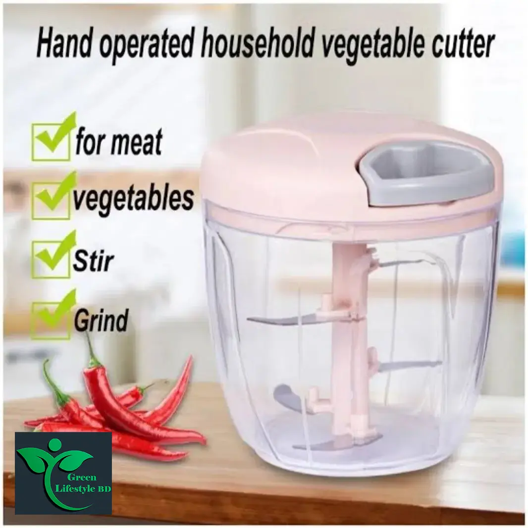 Picture of Manual Garlic Chopper Vegetable Cutter Slicer Fruit Crusher - 900/500ML Stainless Steel Kitchen Gadget for Meat, Vegetables & Fruit Crusher