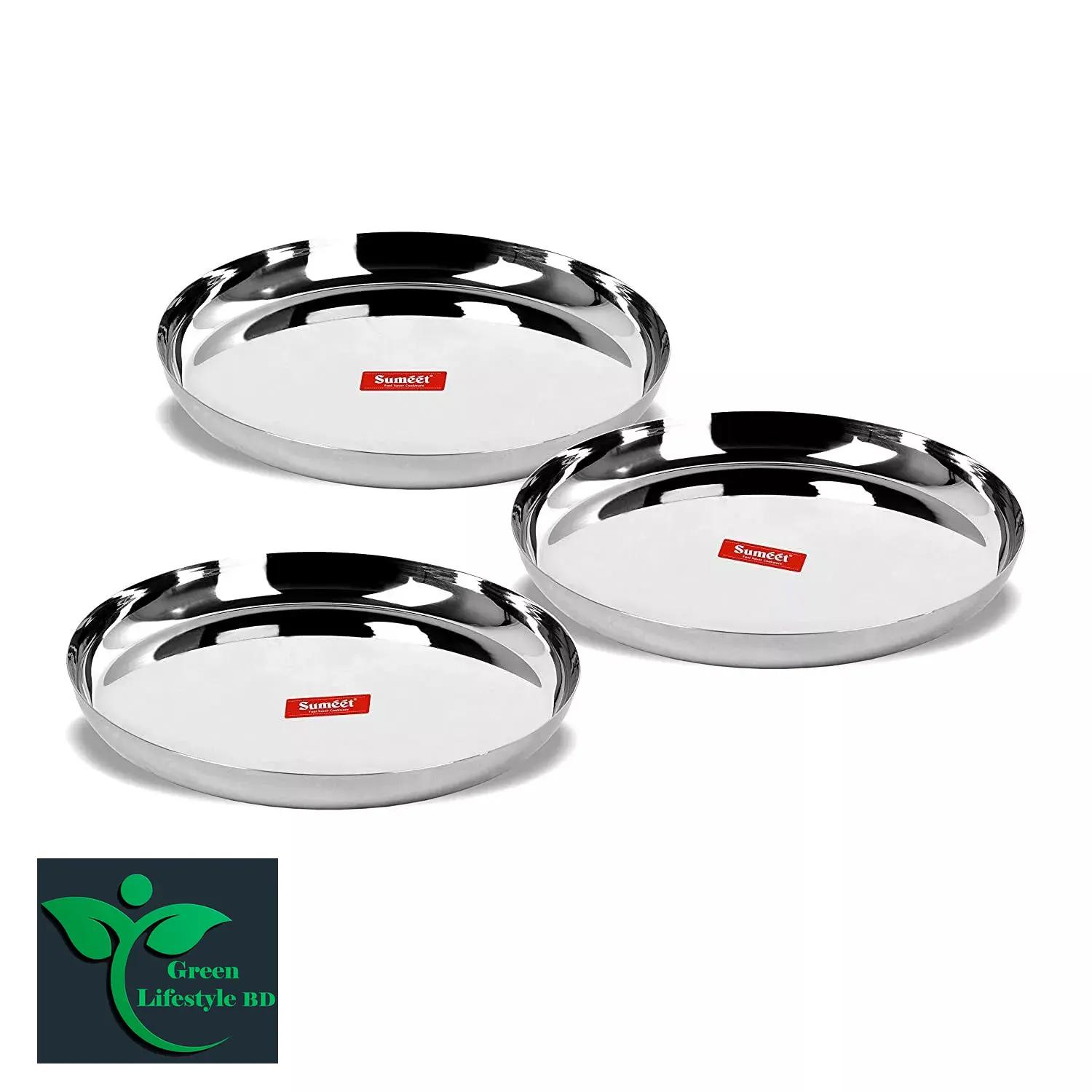 Picture of Stainless Steel Dinner Serving Plates (10.8-inch Diameter) – Set of 2/4/6 Pcs: