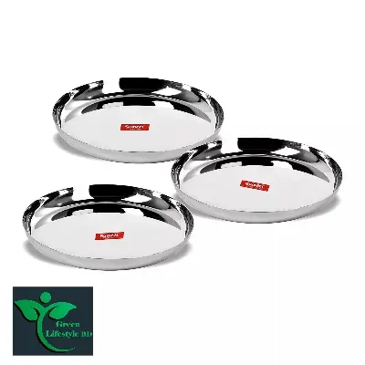 Picture of Stainless Steel Dinner Serving Plates (10.8-inch Diameter) – Set of 2/4/6 Pcs: