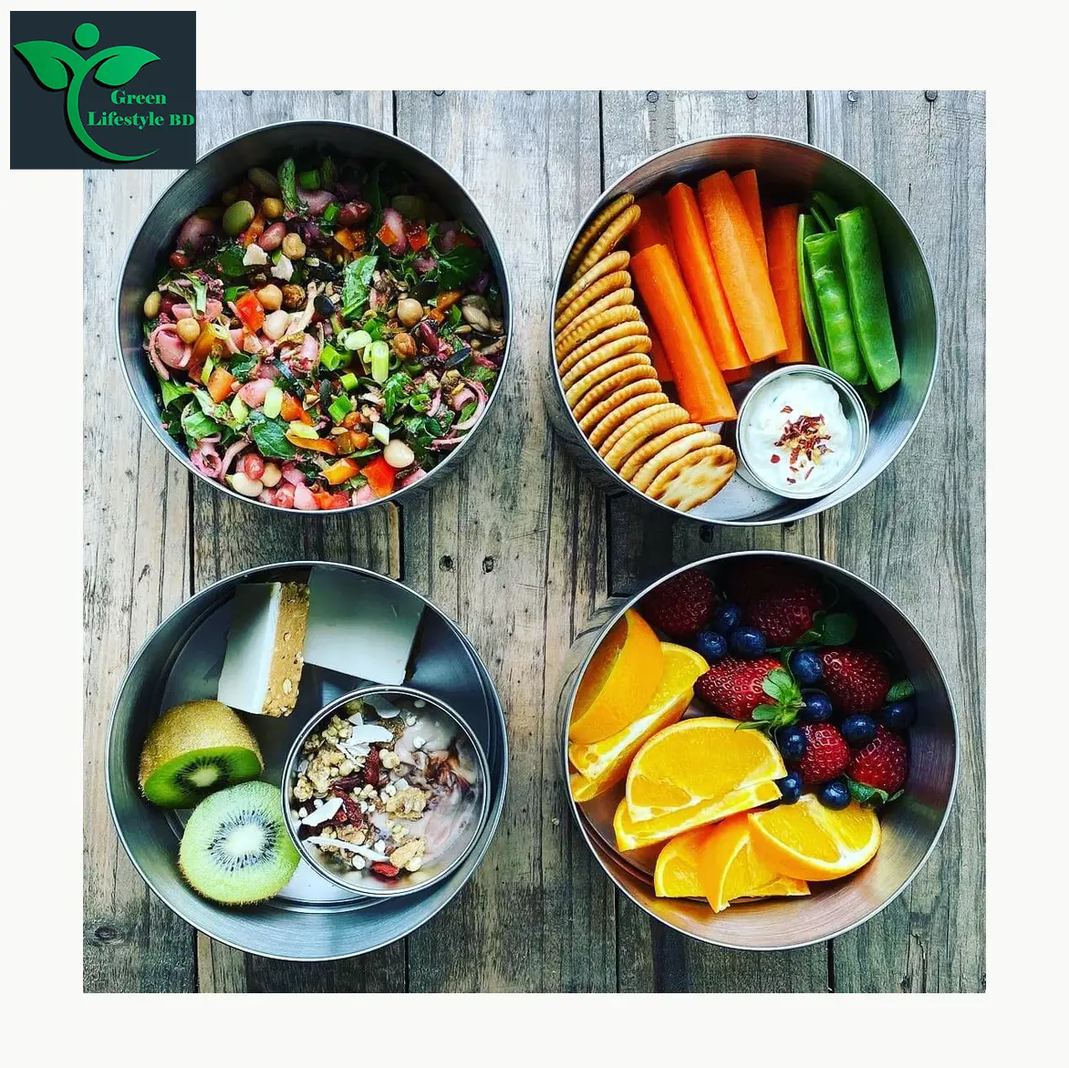 Picture of Tiffin Stainless Steel 3/4 Tier Lunch Box Multi Layer Stackable Round Containers Tiffin Hot Food Carrier Tins Lunch Storage Portable for Kids Adults Work Office School Picnic
