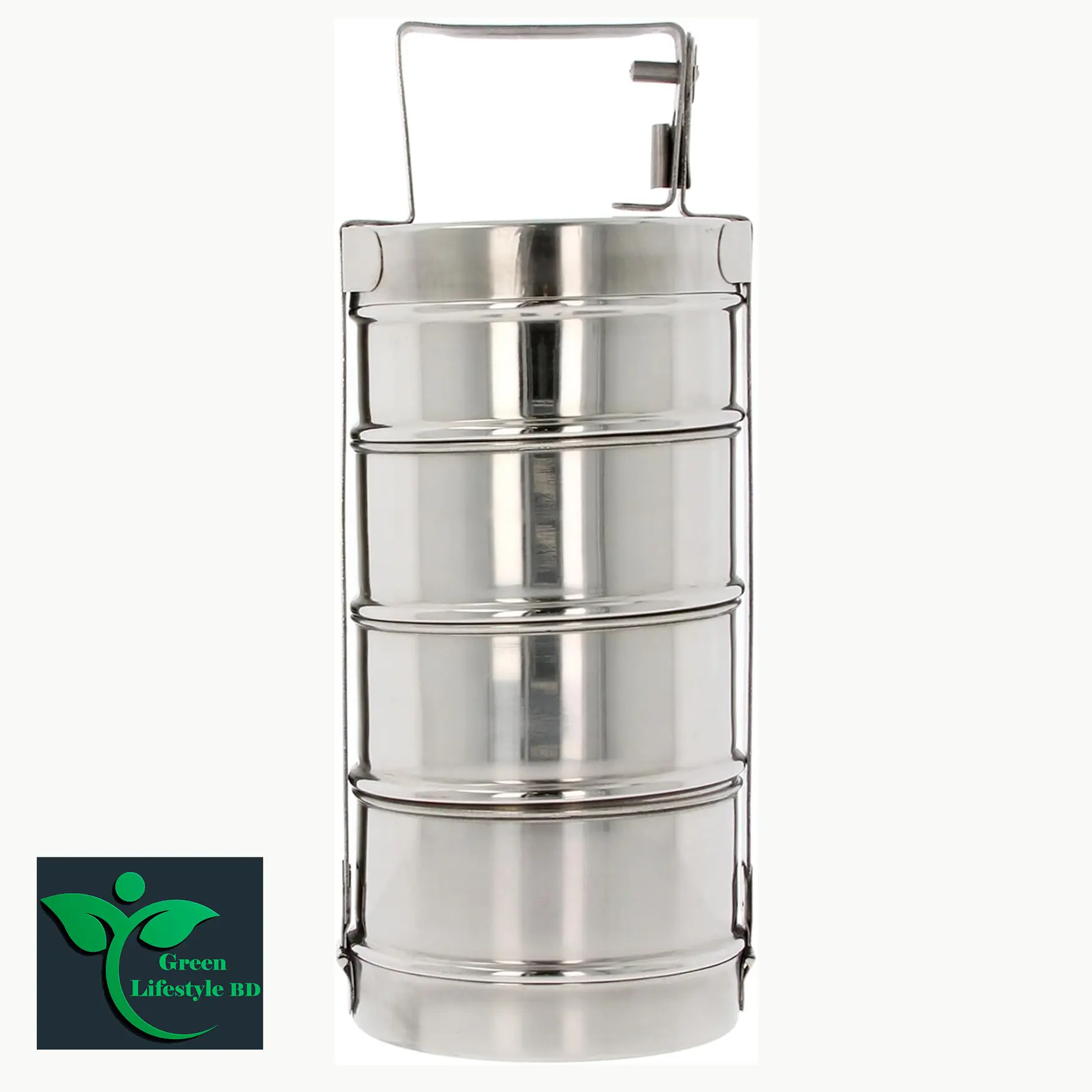 Picture of Tiffin Stainless Steel 3/4 Tier Lunch Box Multi Layer Stackable Round Containers Tiffin Hot Food Carrier Tins Lunch Storage Portable for Kids Adults Work Office School Picnic