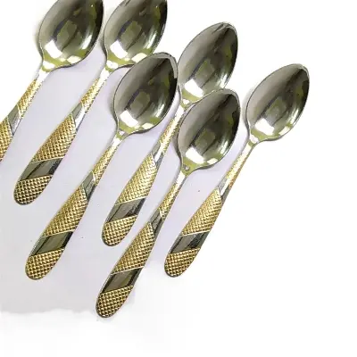 Picture of 6 pieces Stainless steel Tea Spoon Set- Multi-Design 6-Inch For Kitchen and Dining - Silver