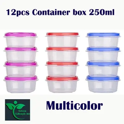 Picture of Airtight Spice Kitchen Storage Box, Containers Box For Fridge, Utility, Pickle jar, Sauce & Dip Container (250ml, Set of 12, Multicolor) - Multicolor