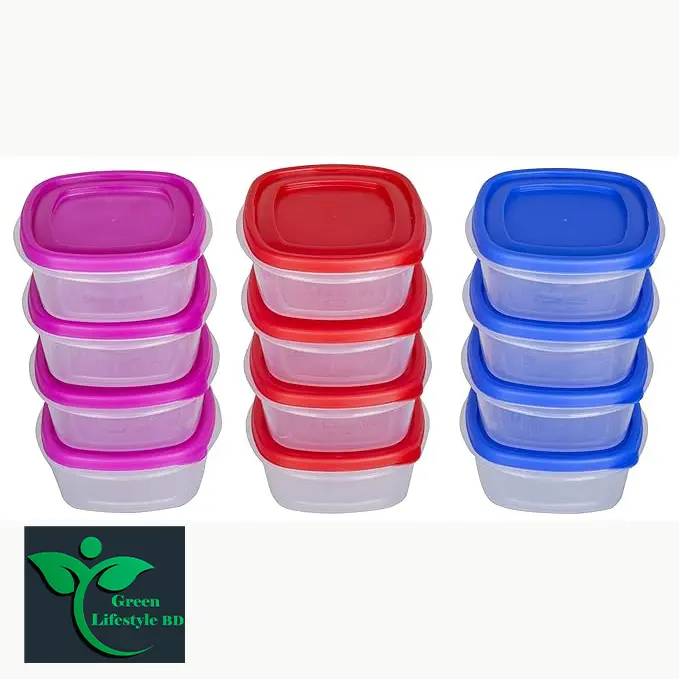 Picture of Airtight Spice Kitchen Storage Box, Containers Box For Fridge, Utility, Pickle jar, Sauce & Dip Container (250ml, Set of 12, Multicolor) - Multicolor
