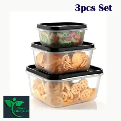 Picture of Multipurpose Plastic Food Storage Containers with Airtight Lid 3 Pcs Masala Box for Kitchen, Container for Kitchen Storage Set Dry Fruits Dabba 500ml, 1000ml, 1500ml ( Multicolor Lid) - Multicolor