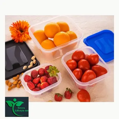 Picture of Multipurpose Plastic Food Storage Containers with Airtight Lid 3 Pcs Masala Box for Kitchen, Container for Kitchen Storage Set Dry Fruits Dabba 500ml, 1000ml, 1500ml ( Multicolor Lid) - Multicolor