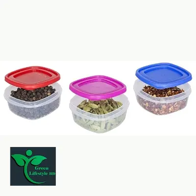 Picture of Kitchen Plastic Storage Box, Containers Box For Fridge, Utility, Pickle jar, Sauce & Dip Airtight Spice Container (250ml, Set of 12, Multicolor) - Multicolor