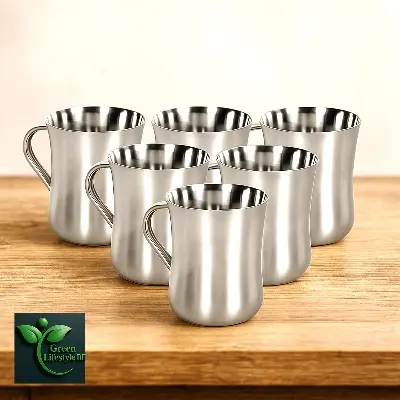 Picture of Premium Stainless Steel Tea/Coffee Cup Set – Mirror Finish, 150ml, Dishwasher Safe (2/4/5/6 Pcs)