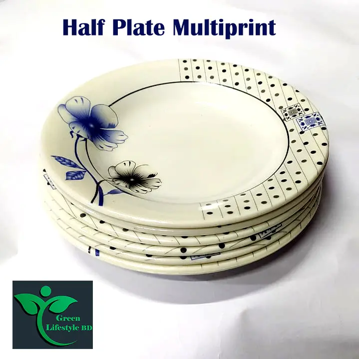 Picture of 6pcs Melamine Half Plate Multiprint 7-inch Size For Home, Office, Hotel, and Restaurant - Multicolor 1