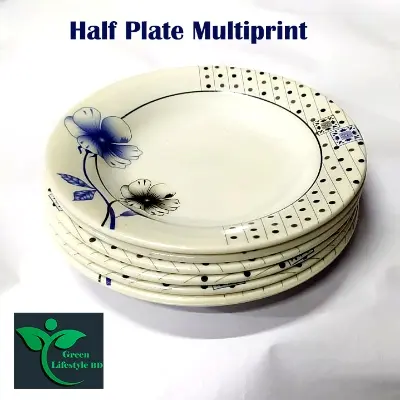 Picture of 6pcs Melamine Half Plate Multiprint 7-inch Size For Home, Office, Hotel, and Restaurant - Multicolor 1