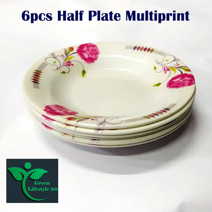 Picture of 6pcs Melamine Half Plate Multiprint 7-inch Size For Home, Office, Hotel, and Restaurant - Multicolor 1