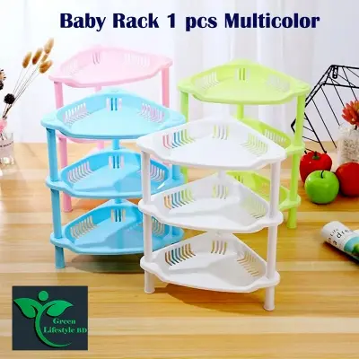 Picture of Multi-functional 3 Layer Plastic Kitchen Shelf Organizer Storage Baby Top Mini Multicolor Rack - (1 Piece)