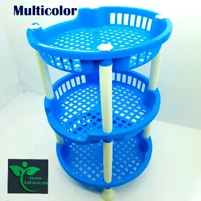 Picture of Multi-functional 3 Layer Plastic Kitchen Shelf Organizer Storage Baby Top Mini Multicolor Rack - (1 Piece)