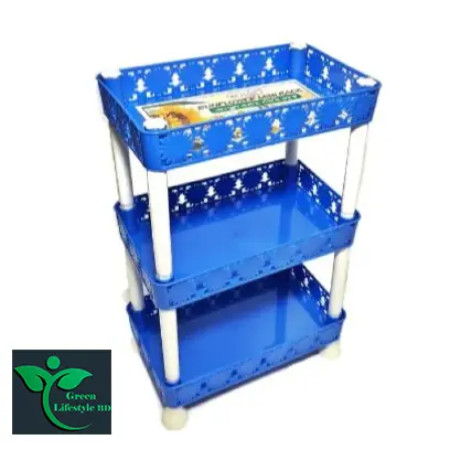 Picture of Multi-functional 3 Layer Plastic Kitchen Shelf Organizer Storage Baby Top Mini Multicolor Rack - (1 Piece)