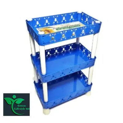 Picture of Multi-functional 3 Layer Plastic Kitchen Shelf Organizer Storage Baby Top Mini Multicolor Rack - (1 Piece)