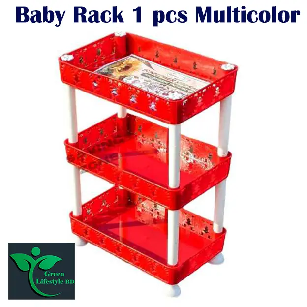 Picture of Multi-functional 3 Layer Plastic Kitchen Shelf Organizer Storage Baby Top Mini Multicolor Rack - (1 Piece)