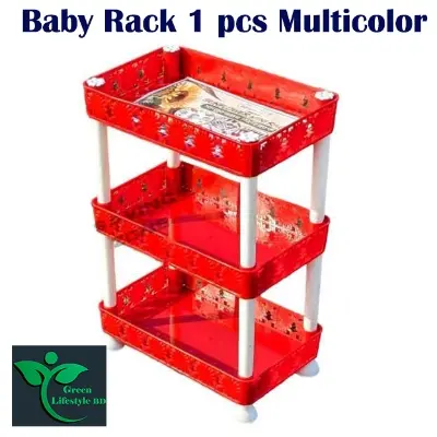 Picture of Multi-functional 3 Layer Plastic Kitchen Shelf Organizer Storage Baby Top Mini Multicolor Rack - (1 Piece)