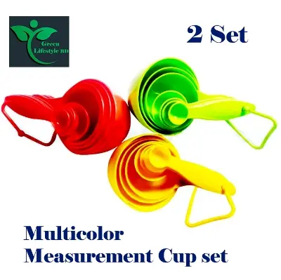 Picture of 2 set measuring Cup and Spoons 8pcs set Plastic Measuring Spoon Useful Sugar Cake Baking Spoon for Kitchen Baking Measuring - Multicolor