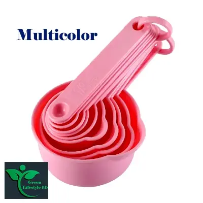 Picture of 2 set measuring Cup and Spoons 8pcs set Plastic Measuring Spoon Useful Sugar Cake Baking Spoon for Kitchen Baking Measuring - Multicolor