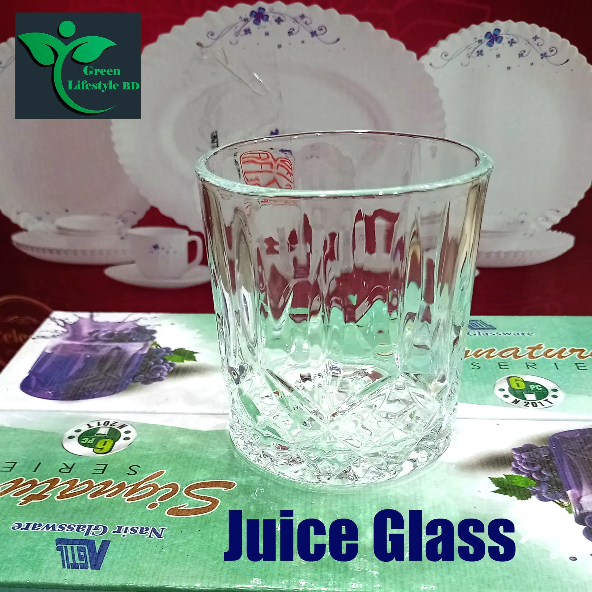 Picture of Transparent Water & Juice Glass Set of 6 – 235ml Medium Size (Model N201T) | Classic Drinking Glasses for Milk, Sharbat & Cocktails - Transparent 6 pcs