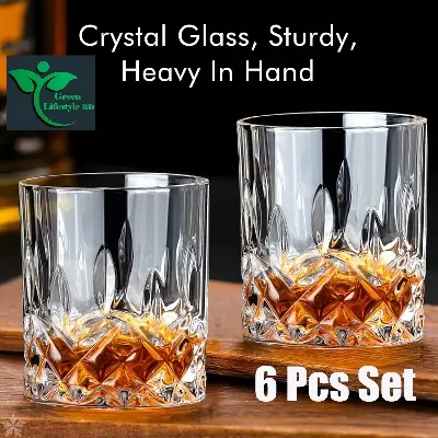 Picture of Unique Design Transparent Water & Juice Glass Set of 6 – 235ml Medium Size (Model N201T) | Classic Drinking Glasses for Milk, Sharbat & Cocktails - Transparent