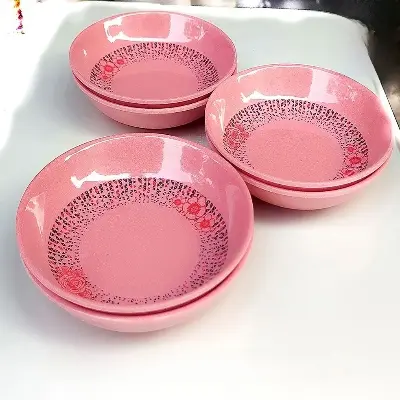 Picture of 6 Pcs Pink Melamine Bowls – 4.75'' | Stylish & Durable for Home/Office - Pink