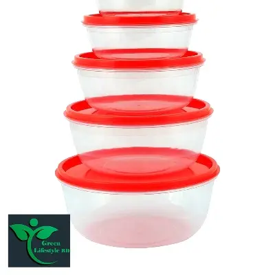 Picture of 4 Pcs Round Bowl, BPA-free Microwave Bowls with Lids 575-2200ml , Air-resistant Container for Storing and Serving, Stackable and Nestable Mixing Bowl Set - Multicolor