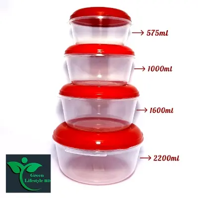 Picture of 4 Pcs Round Bowl, BPA-free Microwave Bowls with Lids 575-2200ml , Air-resistant Container for Storing and Serving, Stackable and Nestable Mixing Bowl Set - Multicolor