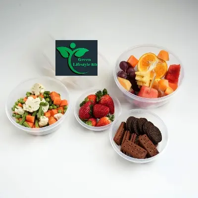 Picture of 4 Pcs Round Bowl/ Storage Box/ Food Box For Kitchen Plastic Container with Lids 575-2200ml - Multicolor