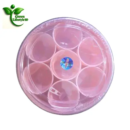 Picture of Multicolor 7-Container Round Plastic Masala Box – 150g Capacity, Food Grade Spice Organizer for Kitchen - Multicolor