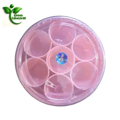 Picture of Multicolor 7-Container Round Plastic Masala Box – 150g Capacity, Food Grade Spice Organizer for Kitchen - Multicolor