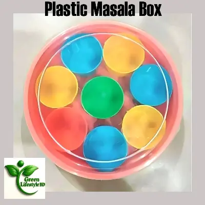 Picture of 7-in-1 Plastic Round Spice Box – Masala Dani Organizer for Neat & Easy Kitchen Storage - Multicolor