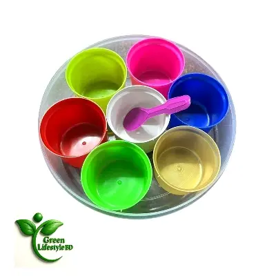 Picture of 7-in-1 Plastic Round Spice Box – Masala Dani Organizer for Neat & Easy Kitchen Storage - Multicolor