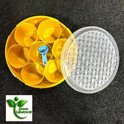 Picture of 7-in-1 Plastic Round Spice Box – Masala Dani Organizer for Neat & Easy Kitchen Storage - Multicolor
