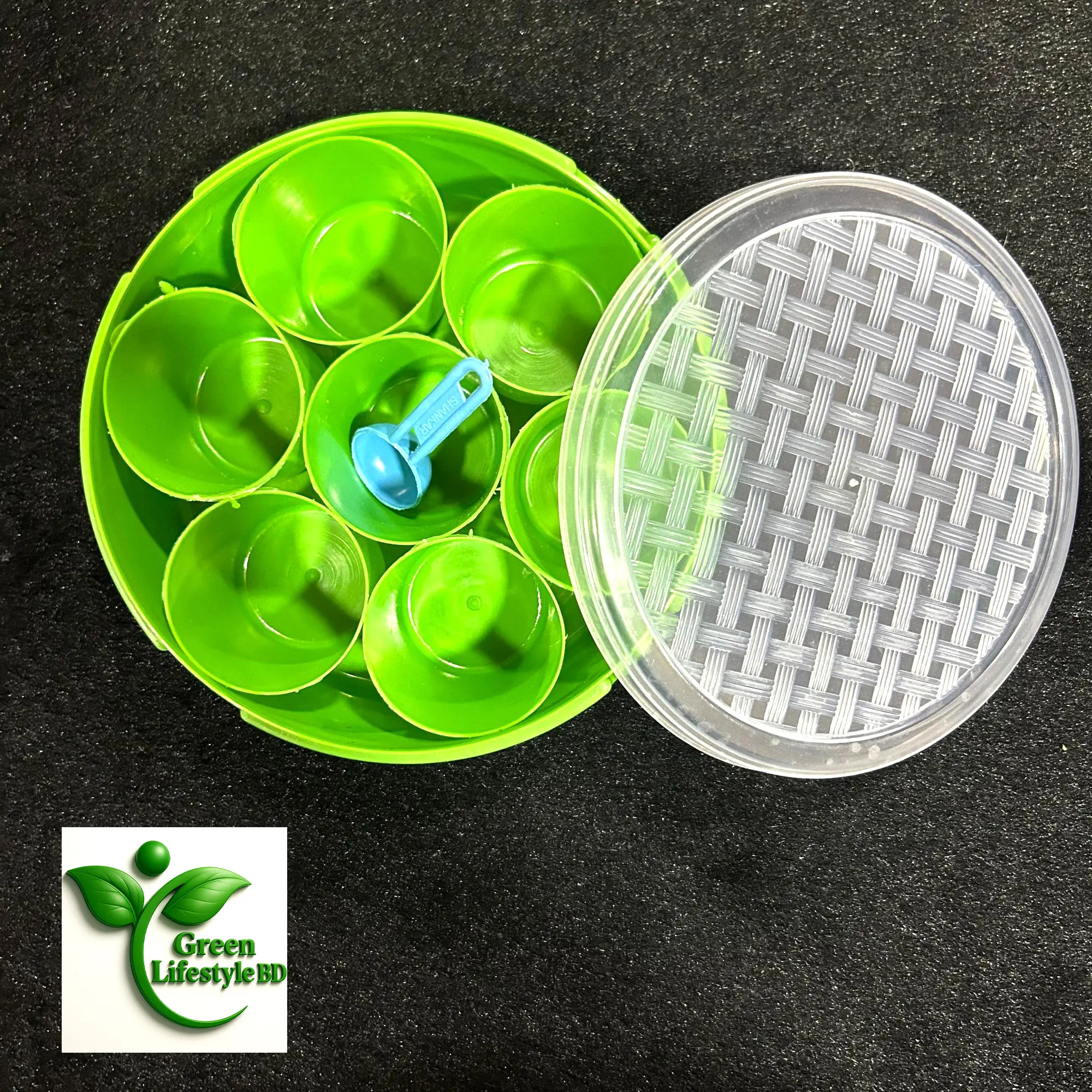 Picture of 7-in-1 Plastic Round Spice Box – Masala Dani Organizer for Neat & Easy Kitchen Storage - Multicolor