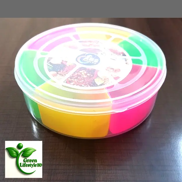 Picture of Spice Box with 5 Removable Containers & Spoon – BPA-Free & Airtight - Multicolor