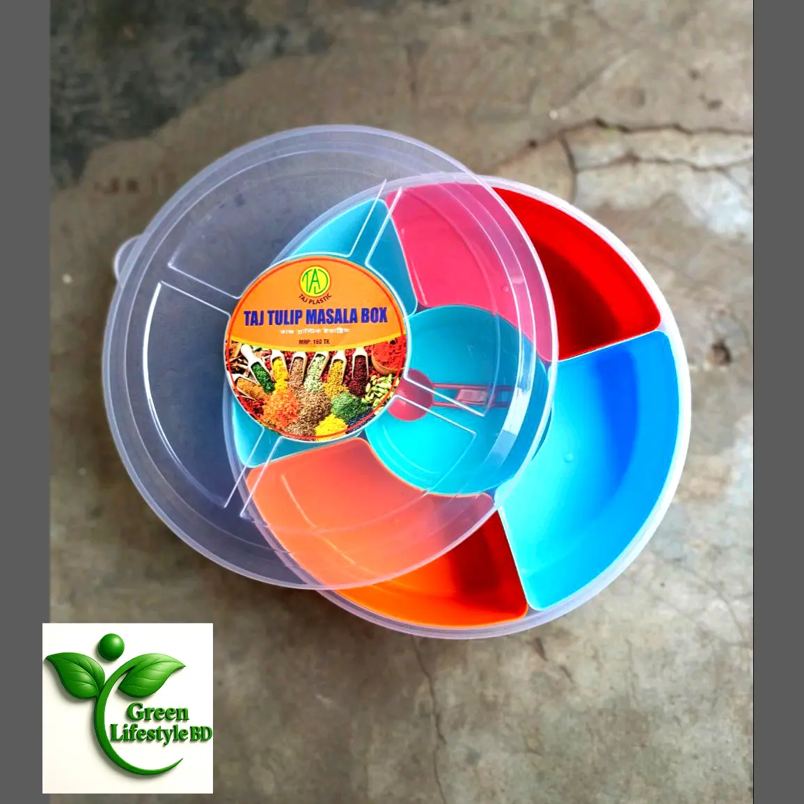 Picture of Spice Box with 5 Removable Containers & Spoon – BPA-Free & Airtight - Multicolor