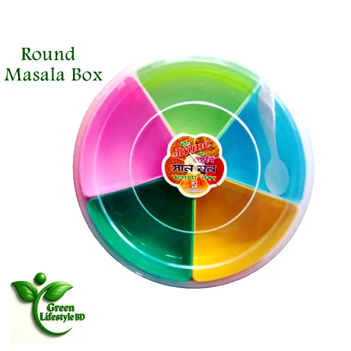 Picture of Spice Box with 5 Removable Containers & Spoon – BPA-Free & Airtight - Multicolor