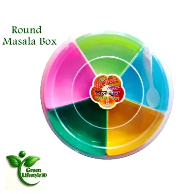 Picture of Spice Box with 5 Removable Containers & Spoon – BPA-Free & Airtight - Multicolor