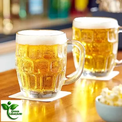 Picture of European Stein Style Dimple Glass Mugs – 500ml Large Handle Beer & Beverage Mug Set | Classic Dishwasher Safe Glassware