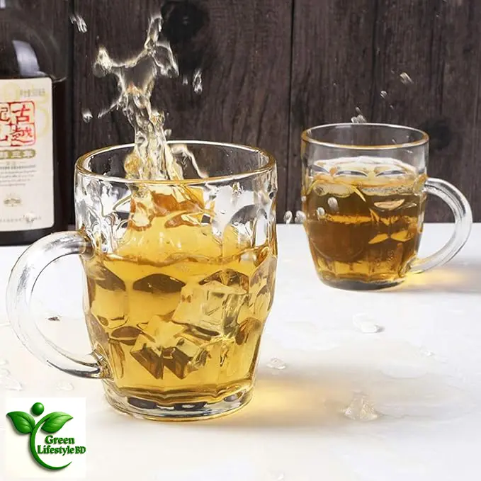 Picture of European Stein Style Dimple Glass Mugs – 500ml Large Handle Beer & Beverage Mug Set | Classic Dishwasher Safe Glassware