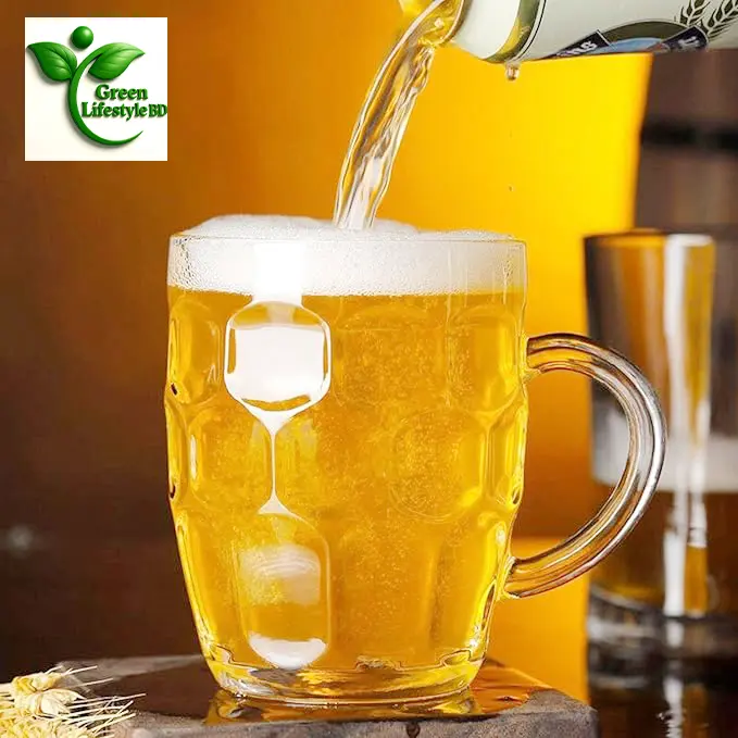 Picture of 500ml Classic European Dimple Glass Water/Beer Mug – Large Handle, Dishwasher Safe – Premium Stein Style for All Beverages