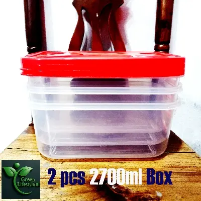 Picture of Rectangular Plastic Food Storage Container With Lid Kitchen Container Meat Box Fridge and Freezer Storage Boxes -2700 ml, 2/4/6 Pcs, Clear