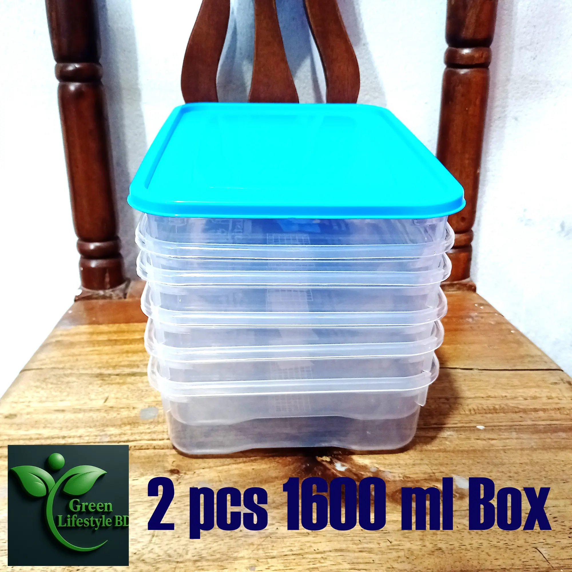 Picture of Rectangular Plastic Food Storage Container with Lid, Kitchen Container Meat Box, Fridge and Freezer Storage Boxes, Bowl - 1600ml, 2/4/6 Pcs Set, Clear